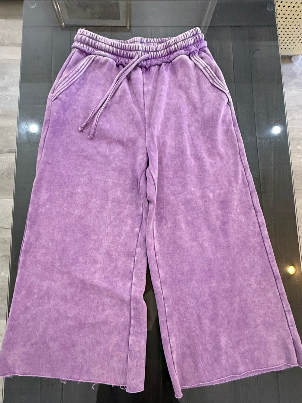 Zenana Outfitters Lavender Wide-Leg Drawstring Joggers